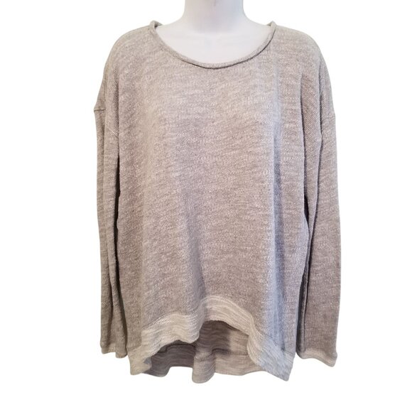 Eileen Fisher S Gray Knit Sweater Cotton Pullover Hi Low Oversized Boxy Coastal - Picture 1 of 6